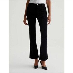 AG Women's Pants Farrah Boot Cut Mid Rise Velvet Pants in Super Black size 32